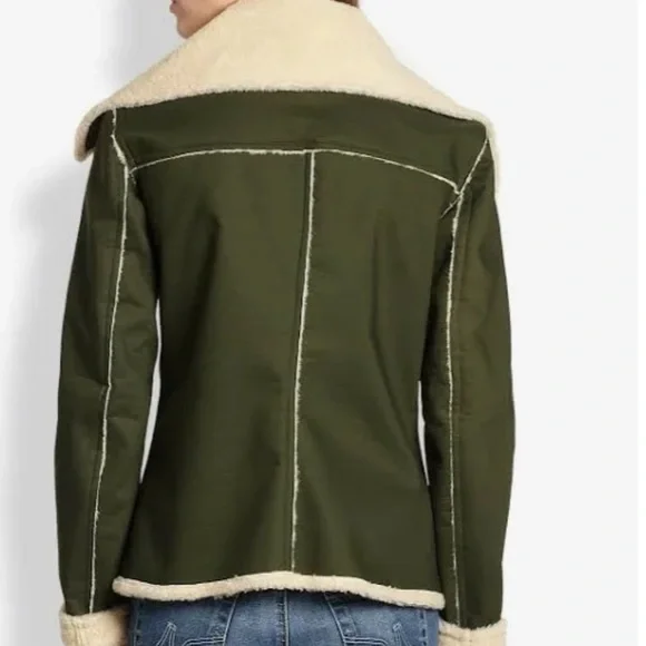 Quin green faux Shearling Moro bomber jacket, size S